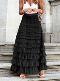 Women's Fashion Sweet Layered Pleated Long Cake Skirt