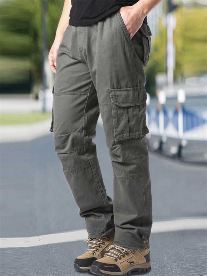 Men's Casual Solid Color Cotton Autumn Cargo Trousers
