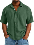 Men's Casual Short Sleeve Lapel Solid Color Shirt