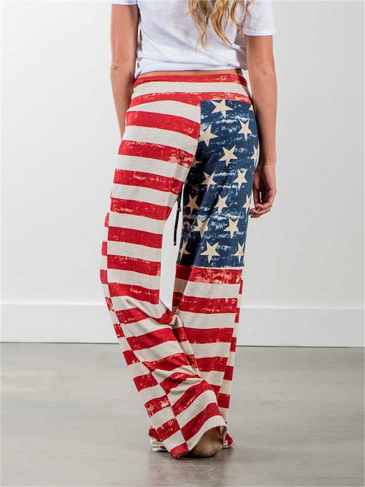 USA Flag Print Loose Casual Pants for Women