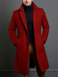 Male's Casual Solid Color Single Breasted Lapel Button Up Coat