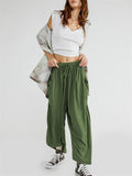 Ethnic Style Oversized Cozy Female Sports Yoga Pants with Pocket