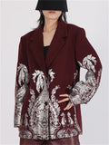 Ladies Long Sleeve Single Breasted Bronzing Print Suit Coat