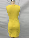 Women's Trendy Yellow French Style Slim Fit Sleeveless Tank Dress