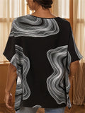 Women's Summer Retro Geometry Print BatWing Sleeve Shirt