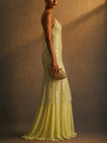 Women Sequin Backless Mermaid Evening Prom Maxi Dress