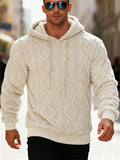 Men's Winter Casual Solid Color Jacquard Soft Fleece Hoodies