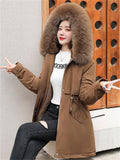 Fashionable Faux Fur Collar Super Warm Padded Coats for Women