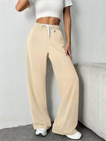 Women's Comfy Casual Solid Color Drawstring Wide Leg Pants