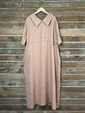 Women's Casual Summer Solid Color Round Neck Pile Collar Dress
