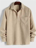 Men's Fall Winter Corduroy Long Sleeve Turn-Down Collar Shirts