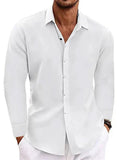 ‌Men's Loose Plain Color Simple Long Sleeve Lapel Shirt‌s