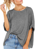 Summer Candy Color Women's Round Neck Short Sleeve T-shirt