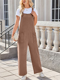 Women's Summer Casual Solid Color Pockets Strap Jumpsuits