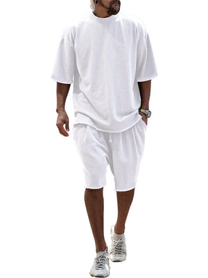 Men's Summer Short Sleeved Solid Color Outfits