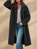 Women Wool Blend Long Lapel Single Breasted Winter Overcoat