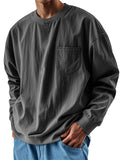 Men's Casual Solid Color Pockets Long Sleeve T-Shirts