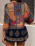 Women's Summer Holiday Style Contrast Color Printed Half Sleeve Shirt