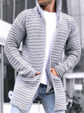 Men's High Collar Knitted Solid Color Cardigan Sweater