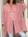 Chic Oversized Lapel Button Up Cozy Cotton Shirt for Women