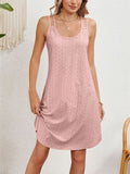 Women's Candy Color U Neck Sleeveless Hollow Out Sundress