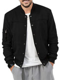Men's Faux Suede Stand Collar Baseball Jacket