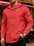 Men's Autumn Casual Solid Color Double Breasted Hooded Coats