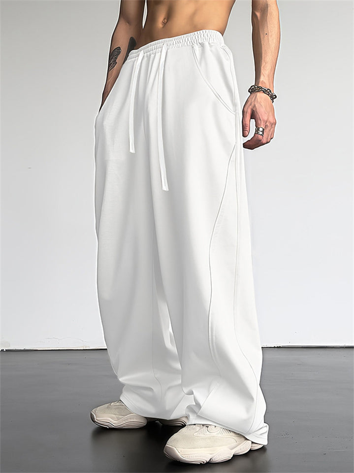 Men's Casual High Street Drawstring Loose Fit Trousers with Pockets