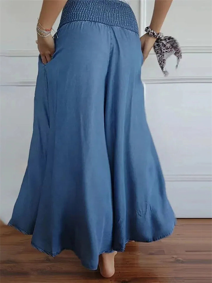 Women's Summer Elastic Waist Wide Leg Pants