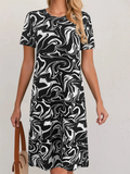 Women's Summer Elegant Printed Short Sleeve Round Neck Dress