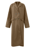 Elegant Suit Collar Long Sleeve Woolen Overcoat for Women