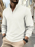Men's Autumn Casual Long Sleeve Waffle Weave Zip Neck Top