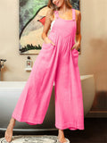 Cute Candy Color Breathable Wide Leg Jumpsuit for Women