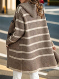 Women's Autumn Striped Single Breasted Hooded Cardigan Sweaters