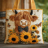 Butterfly Bow Cow Sunflower Quilted Tote Bags