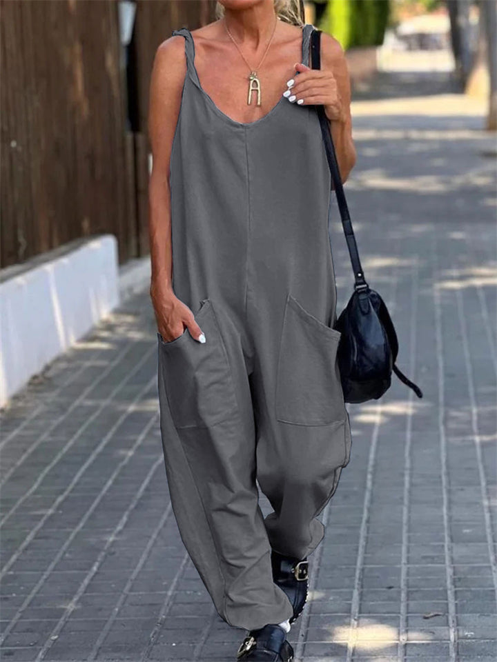 Women's Summer Travel Loose Thin Jumpsuit with Pocket