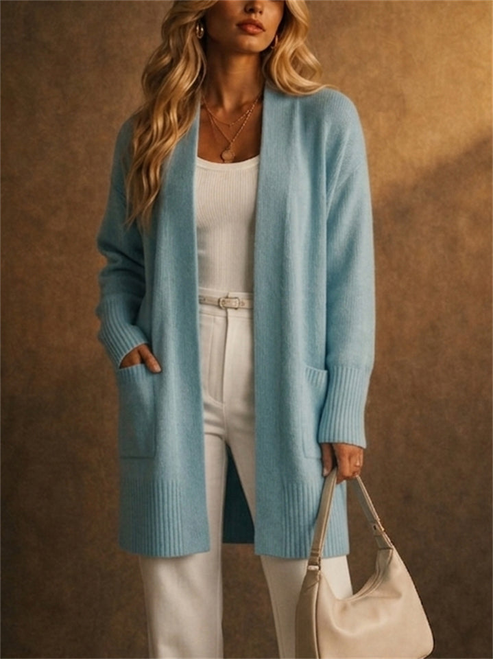 Women Loose Fit Soft Open Front Knit Cardigan with Pockets