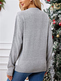 Women's Autumn Gray 3D Pattern Round Neck Long Sleeve Christmas Sweaters