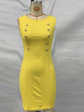 Women's Trendy Yellow French Style Slim Fit Sleeveless Tank Dress