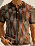 Men's Summer Short-sleeved Striped Jacquard Polo Shirts