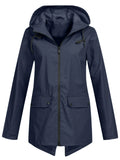 Women's Autumn Outdoor Solid Color Zip Up Hooded Jackets