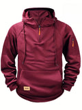 Men's Simple Plain Color Quarter Zip Pullover Hoodies