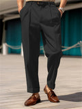 Men's Mid Waist Straight-Leg Fashionable Formal Suit Pants