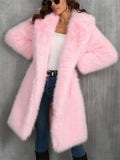 Women's Trendy Winter Mid-Length Faux Fur Fluffy Cardigan Coats