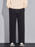 Men's Casual Comfy Elastic Waist Straight-Leg Drape Twill Knitted Pants