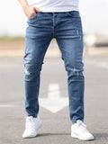 Men's High Street Trendy Ripped Denim Pencil Pants