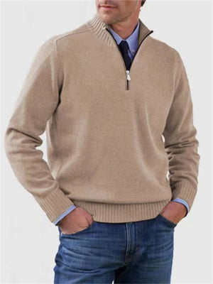 Men's Fall V Neck Half Zip Warm Knit Sweater