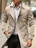 Men's Autumn Solid Color Cotton Lapel Single Breasted Coats