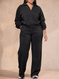 Women 2 Piece Casual Polo Wide Leg Lounge Set Sweatsuit
