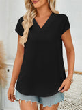 Women's Summer Solid Color V Neck BatWing Sleeve Shirts
